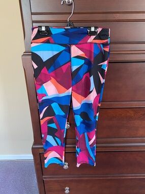 FA Multicolor Geometric Print Leggings - Blue, Pink, Purple, Black